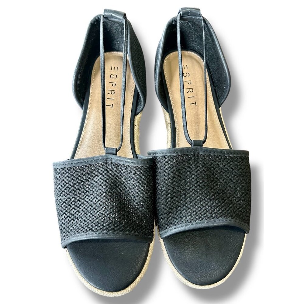 Esprit Ada Black Espadrille Flats Crochet fabric upper